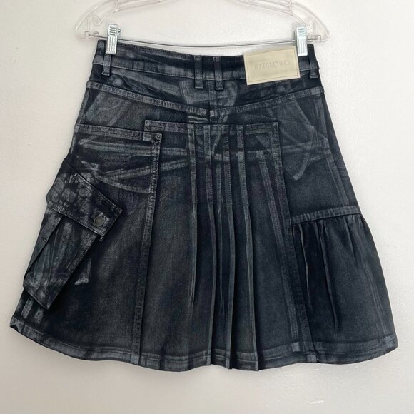 Ottolinger Black Denim Acid  Wash 'Trompe L'œil' Cargo Mini skirt Womens Y2k - Picture 5 of 10